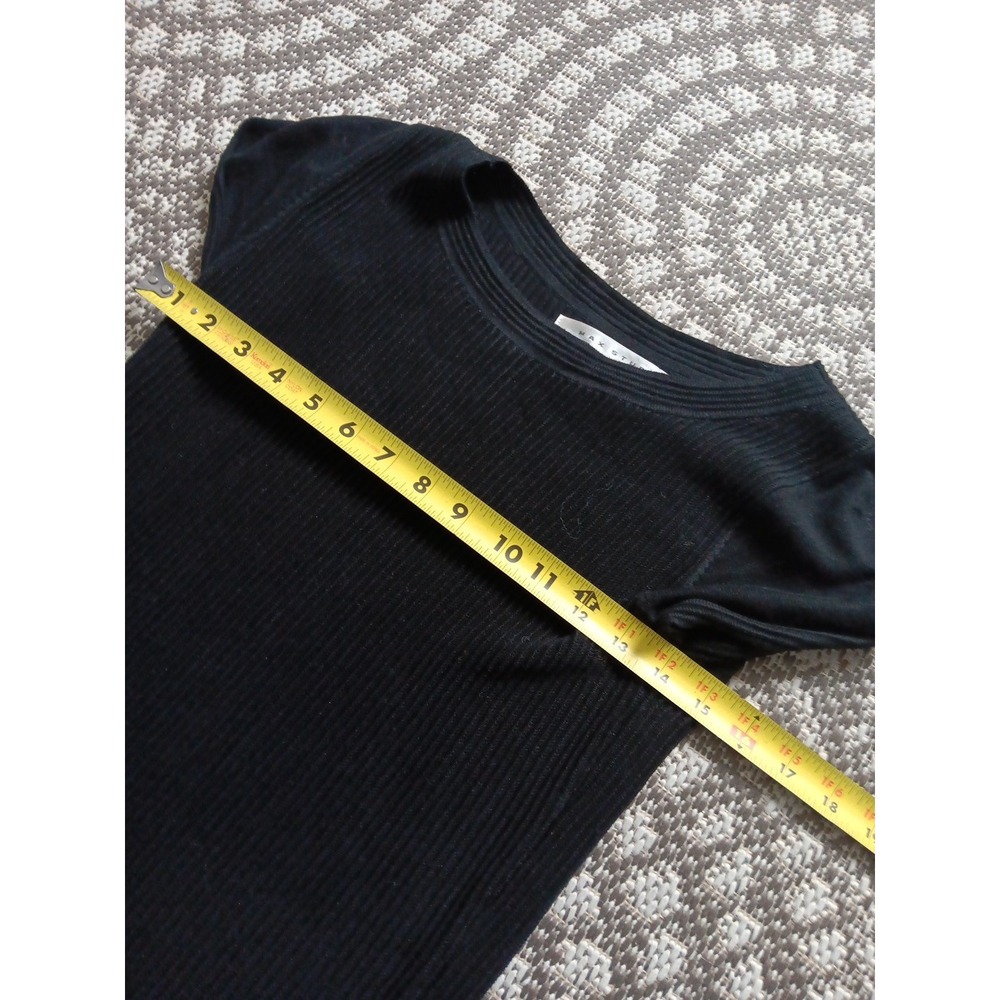 Max Studio SMALL Knit Sweater Dress Cotton Midi Black Fit Flare‎ Office Siren - Picture 7 of 12